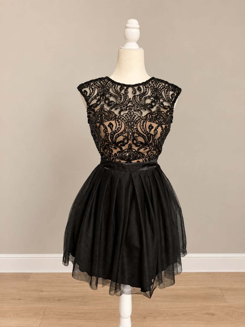 Say Yes to the Dress Dress Size 3/4 Black Tulle Beaded